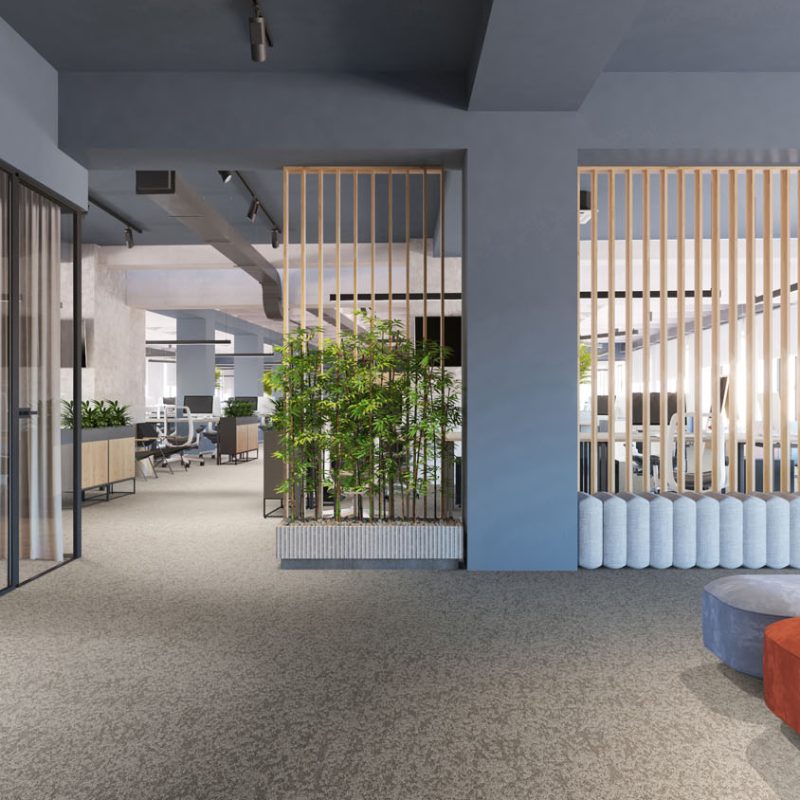 Interior design. Computer Generated Image Of Office. Architectural Visualizartion, 3D Render. Stock Phote