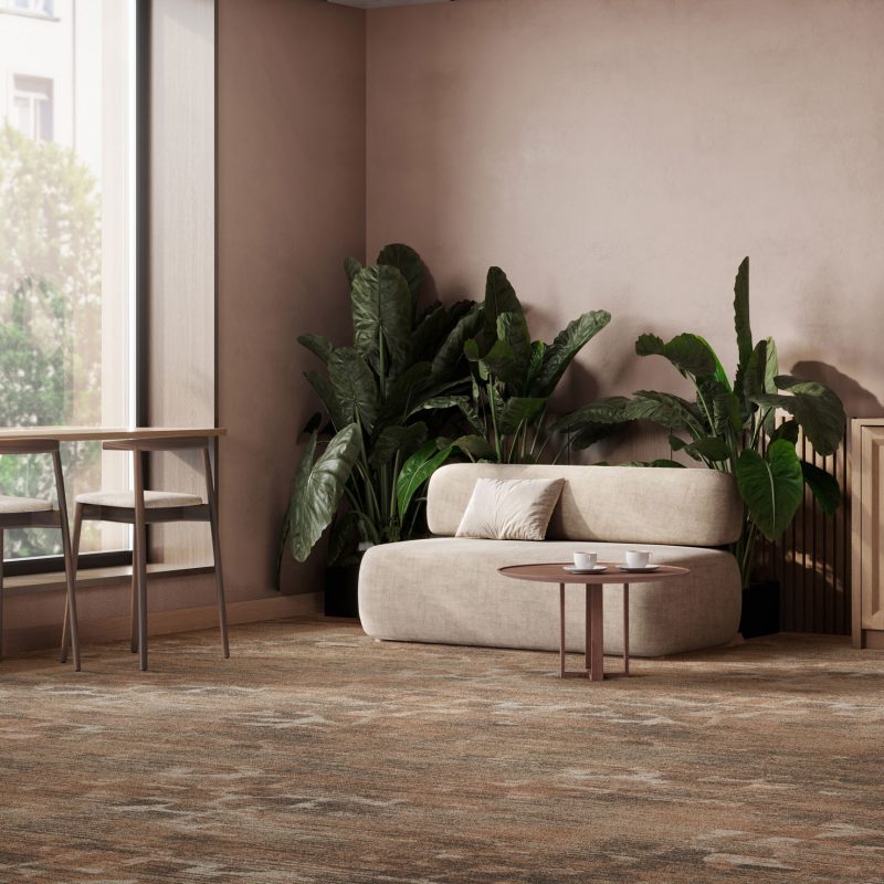 Cozy modern Natural color morning cafe, Mocha mousse, 3d rendering